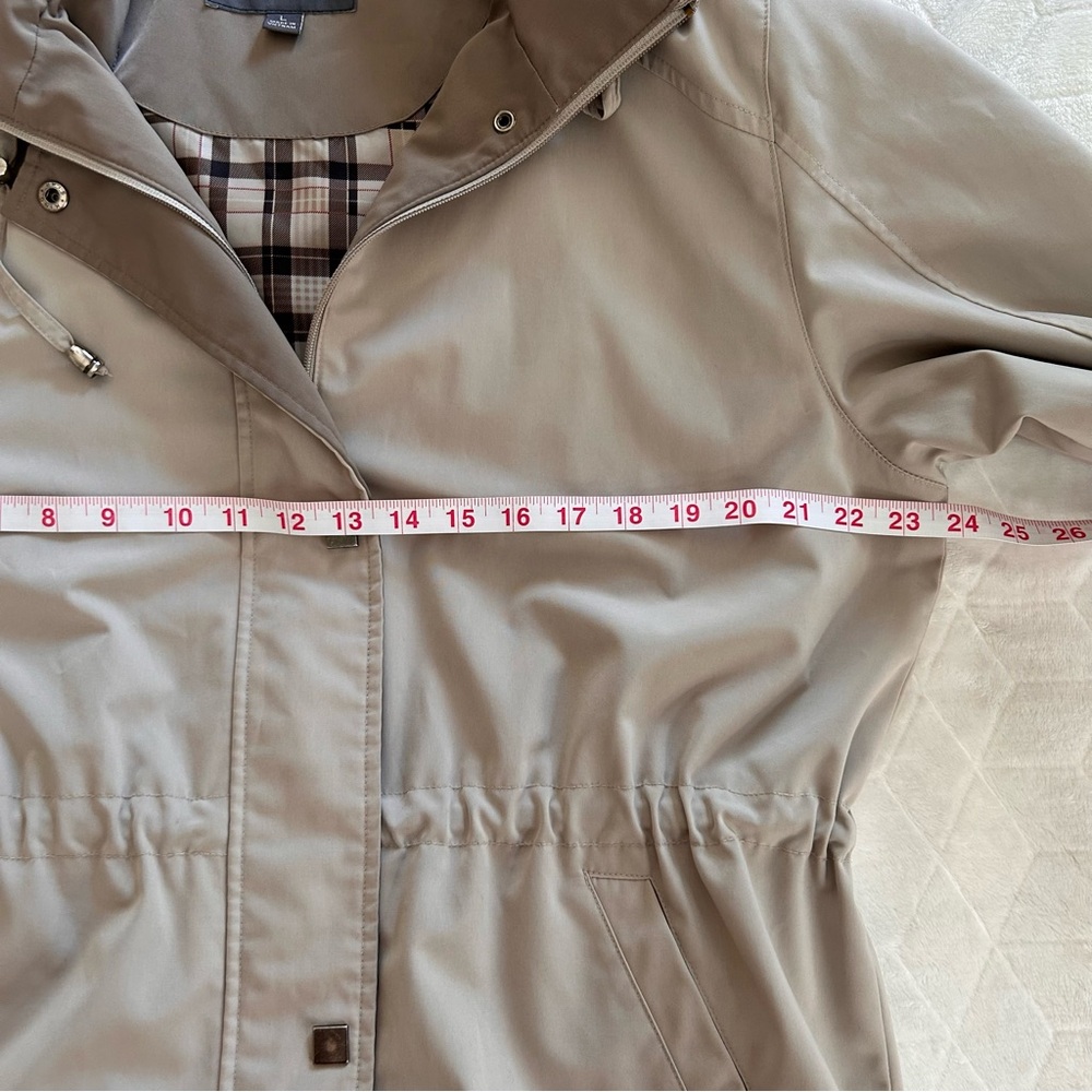 Vintage Y2K Liz Claiborne Beige Jacket Coat Detachable Hood Size Large - Picture 4 of 16